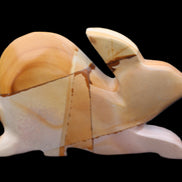 Teakwood marble hand-carved Rabbit 155*102*19mm 477g in sunlight - Rocks and Things Store