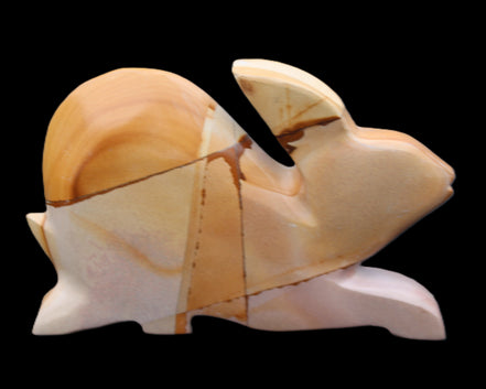 Teakwood marble hand-carved Rabbit 155*102*19mm 477g in sunlight - Rocks and Things Store