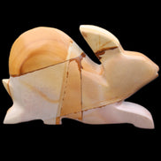 Teakwood marble hand-carved Rabbit 155*102*19mm 477g in sunlight - Rocks and Things Store
