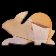 Teakwood marble hand-carved Rabbit 155*102*19mm 477g in sunlight - Rocks and Things Store