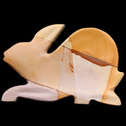 Teakwood marble hand-carved Rabbit 155*102*19mm 477g in sunlight - Rocks and Things Store