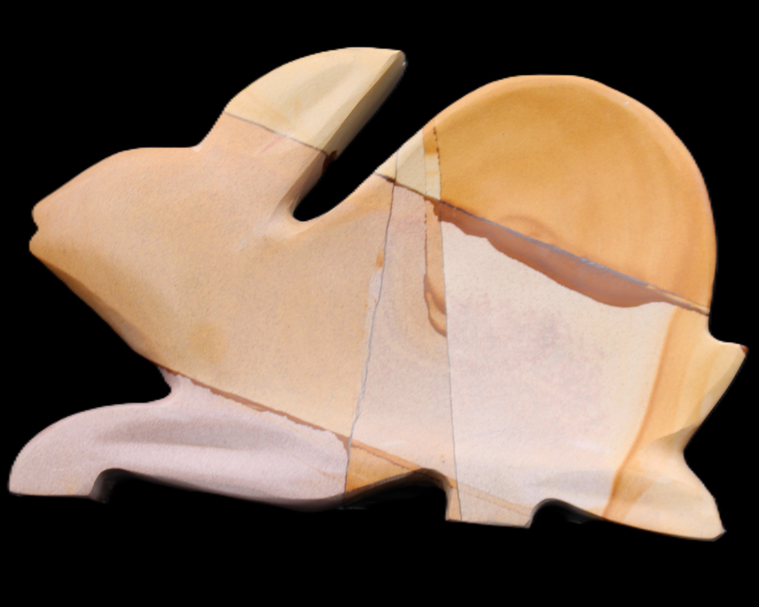 Teakwood marble hand-carved Rabbit 155*102*19mm 477g in sunlight - Rocks and Things Store