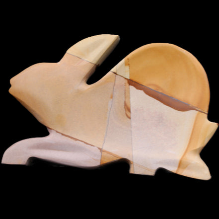 Teakwood marble hand-carved Rabbit 155*102*19mm 477g in sunlight - Rocks and Things Store