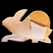Teakwood marble hand-carved Rabbit 155*102*19mm 477g in sunlight - Rocks and Things Store