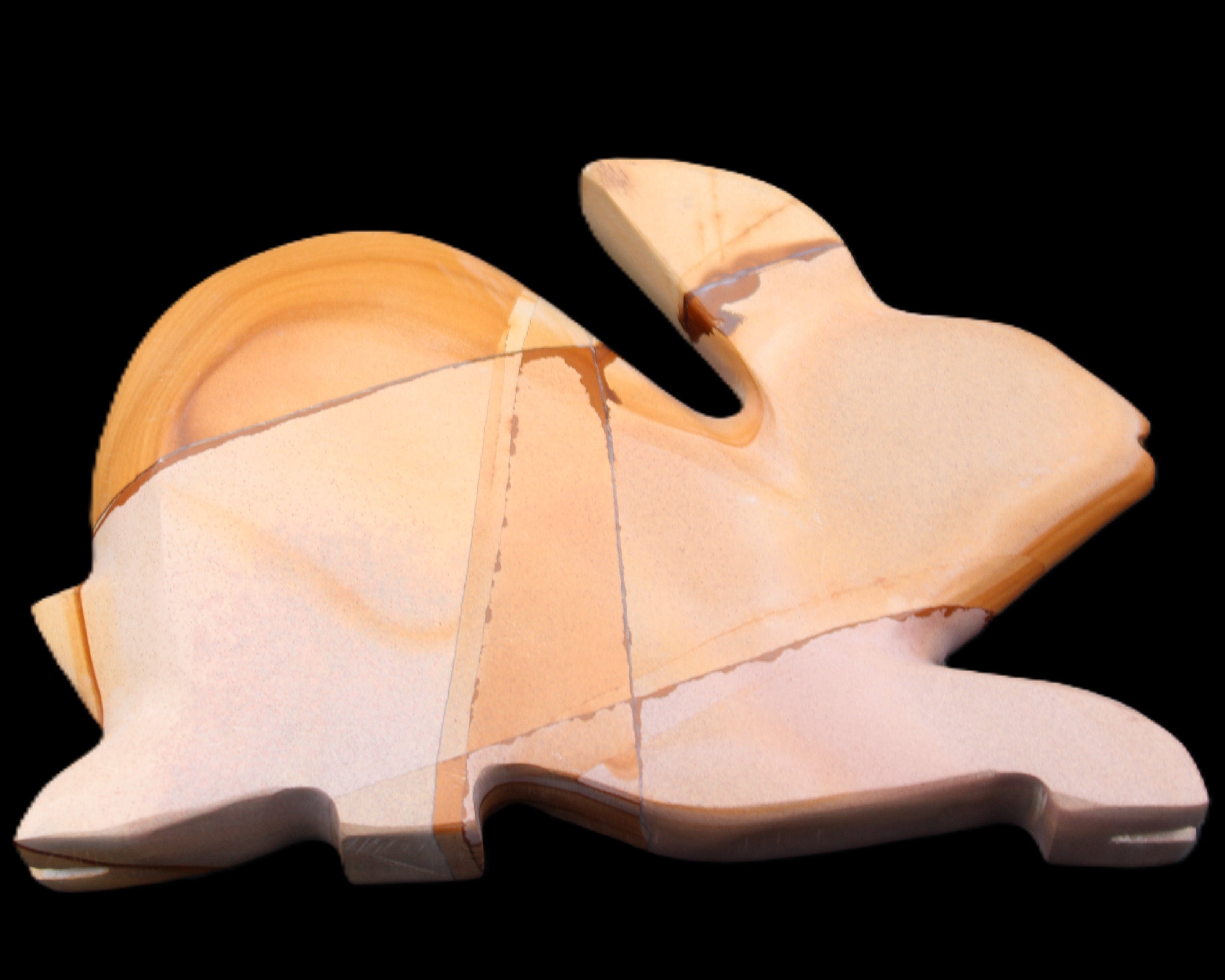 Teakwood marble hand-carved Rabbit 155*102*19mm 477g in sunlight - Rocks and Things Store