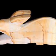 Teakwood marble hand-carved Rabbit 154*103*21mm 548g in sunlight - Rocks and Things Store