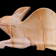 Teakwood marble hand-carved Rabbit 154*103*21mm 548g in sunlight - Rocks and Things Store