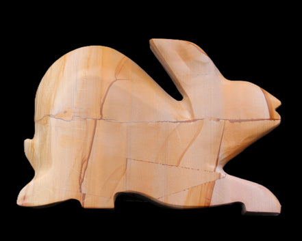 Teakwood marble hand-carved Rabbit 154*103*21mm 548g in sunlight - Rocks and Things Store