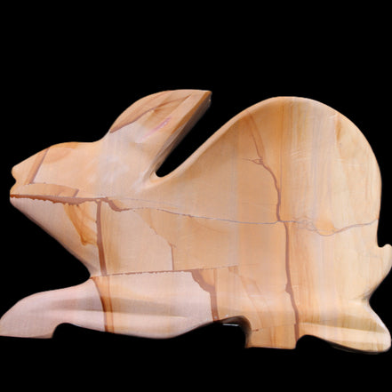 Teakwood marble hand-carved Rabbit 154*103*21mm 548g in sunlight - Rocks and Things Store