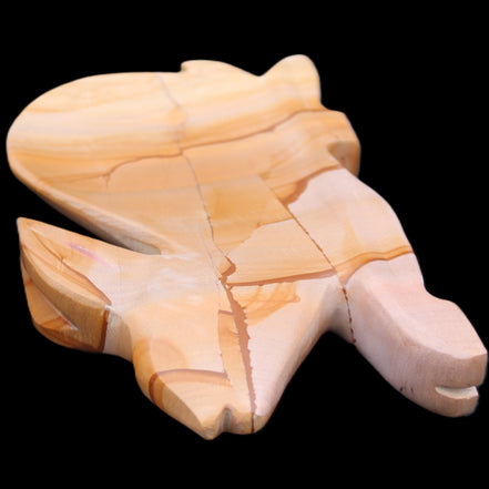 Teakwood marble hand-carved Rabbit 154*103*21mm 548g in sunlight - Rocks and Things Store