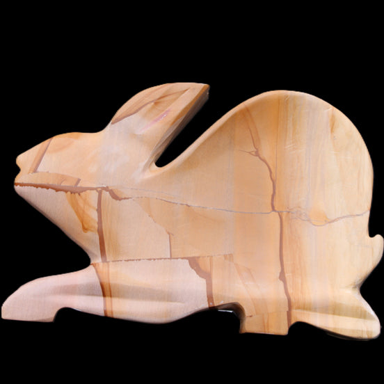 Teakwood marble hand-carved Rabbit 154*103*21mm 548g in sunlight - Rocks and Things Store