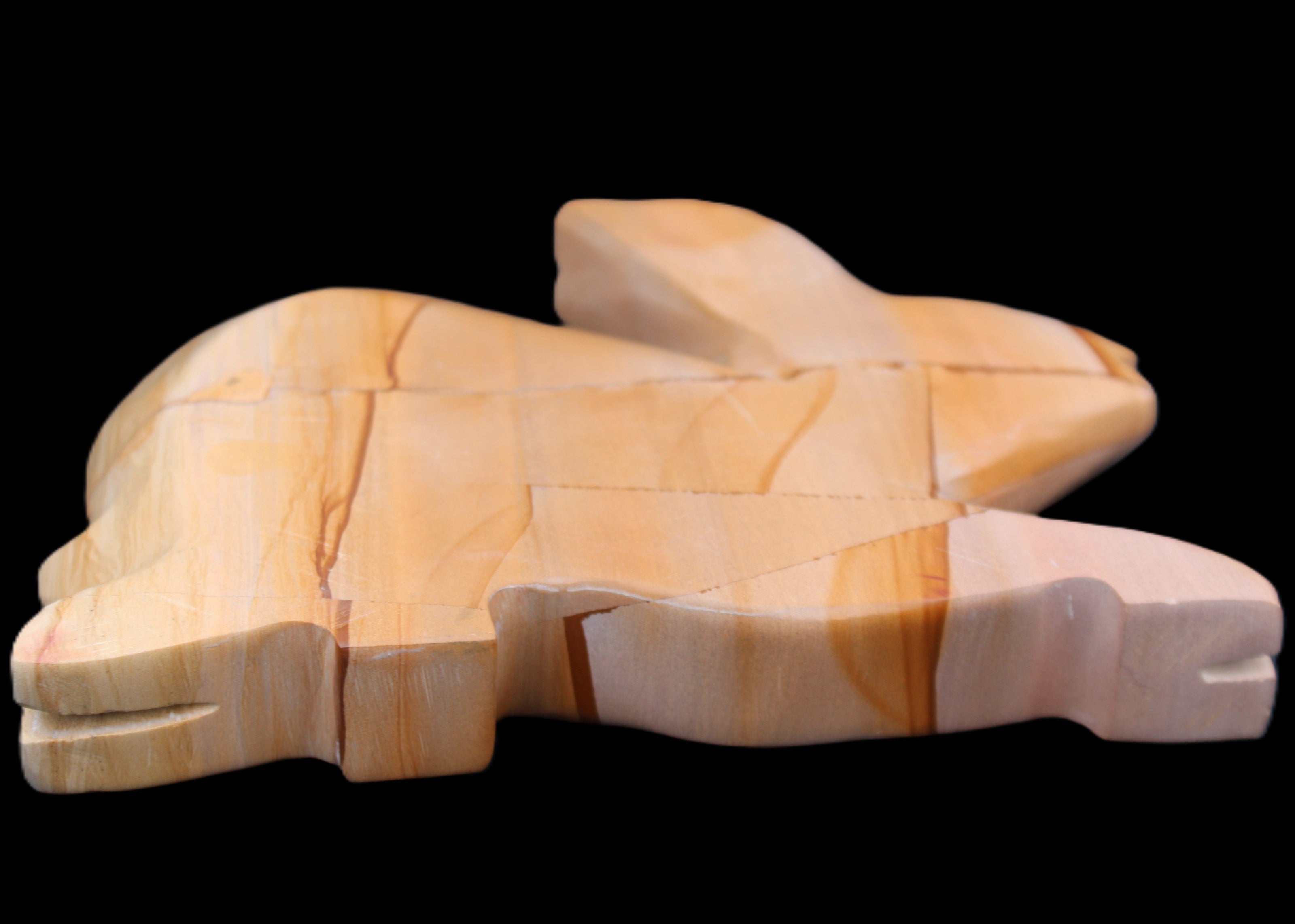Teakwood marble hand-carved Rabbit 154*103*21mm 548g in sunlight - Rocks and Things Store