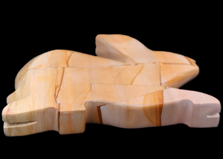 Teakwood marble hand-carved Rabbit 154*103*21mm 548g in sunlight - Rocks and Things Store