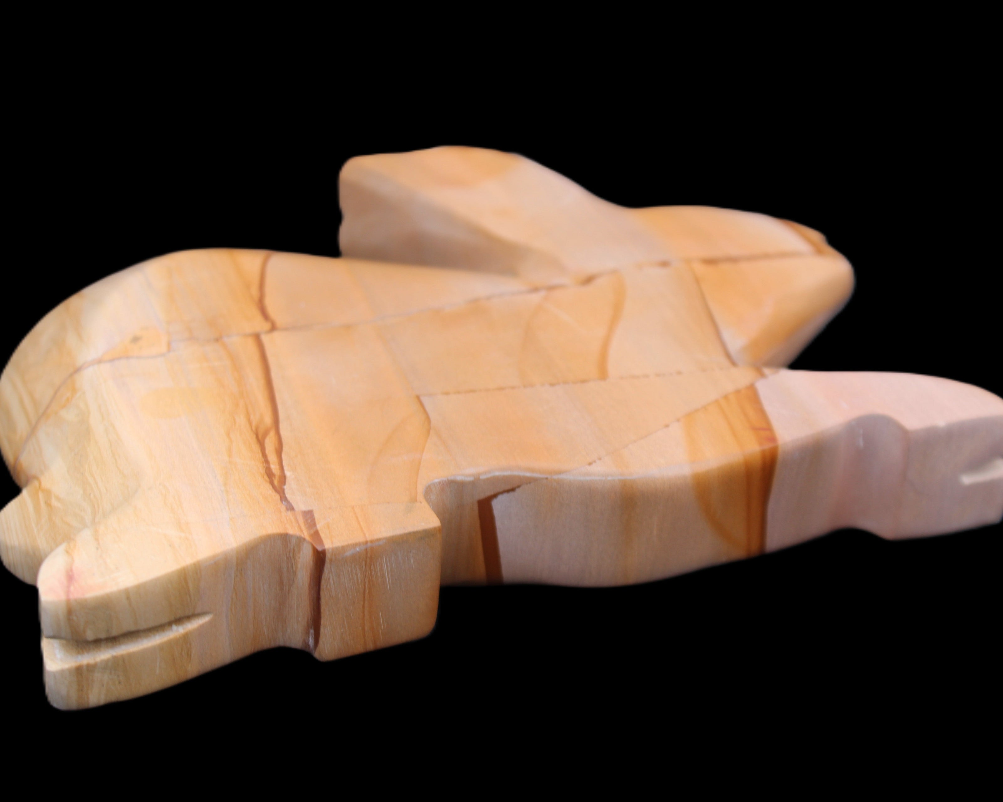 Teakwood marble hand-carved Rabbit 154*103*21mm 548g in sunlight - Rocks and Things Store