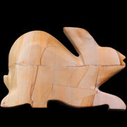 Teakwood marble hand-carved Rabbit 154*103*21mm 548g in sunlight - Rocks and Things Store