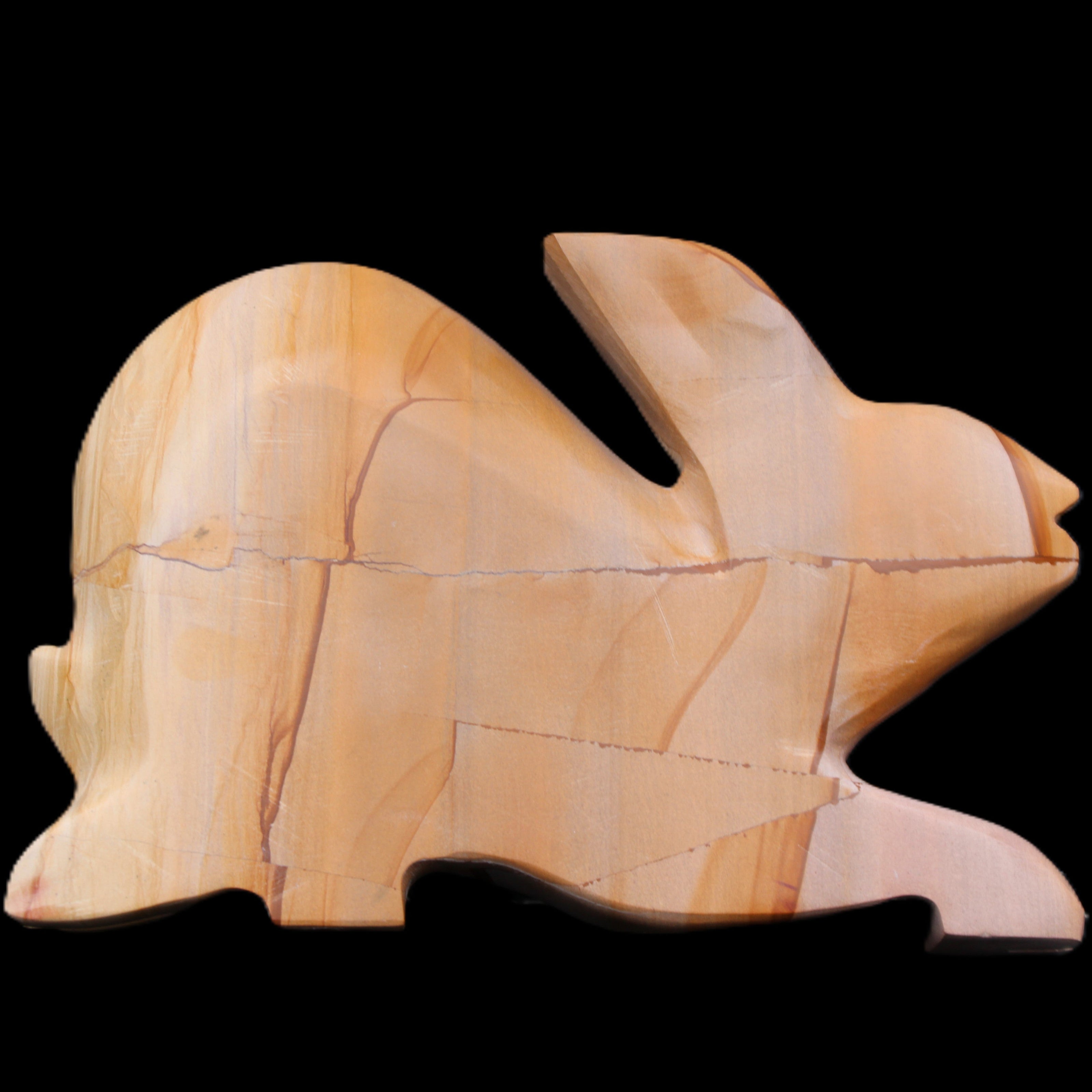 Teakwood marble hand-carved Rabbit 154*103*21mm 548g in sunlight - Rocks and Things Store