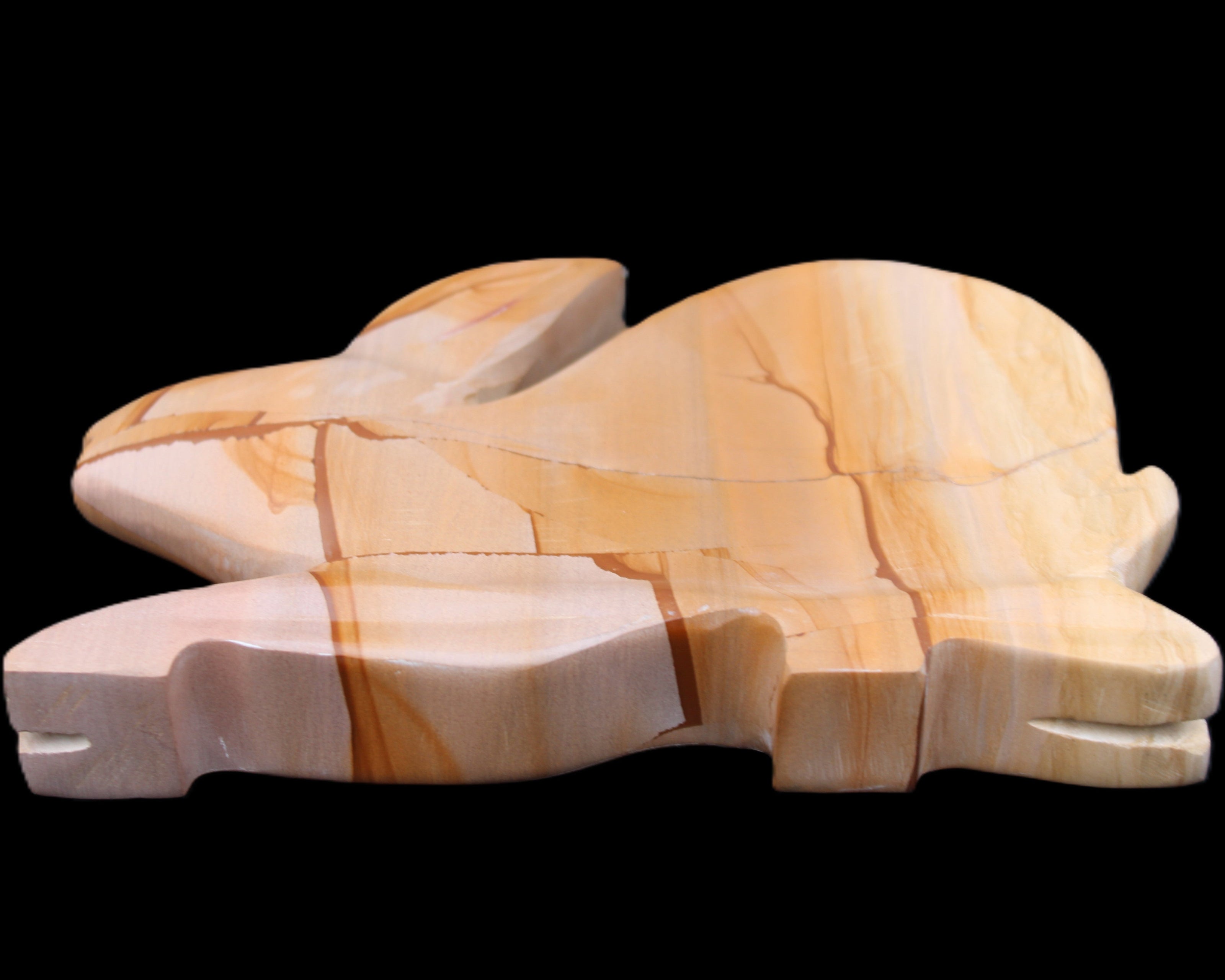 Teakwood marble hand-carved Rabbit 154*103*21mm 548g in sunlight - Rocks and Things Store