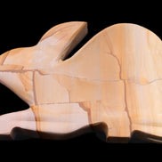 Teakwood marble hand-carved Rabbit 154*103*21mm 548g in sunlight - Rocks and Things Store