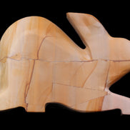 Teakwood marble hand-carved Rabbit 154*103*21mm 548g in sunlight - Rocks and Things Store