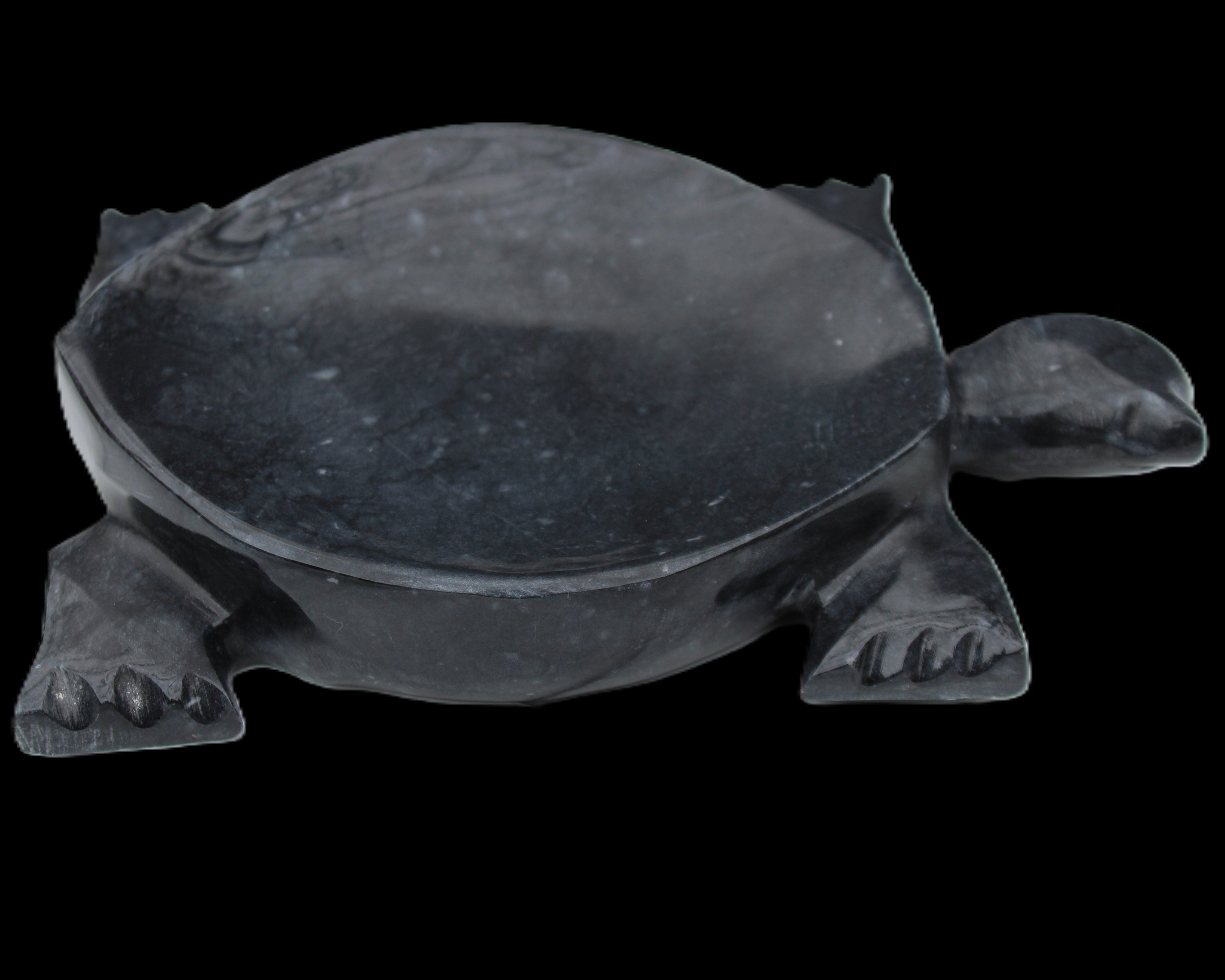 Black Jade hand-carved Turtle platter 155**112*22mm 578g in sunlight - Rocks and Things Store