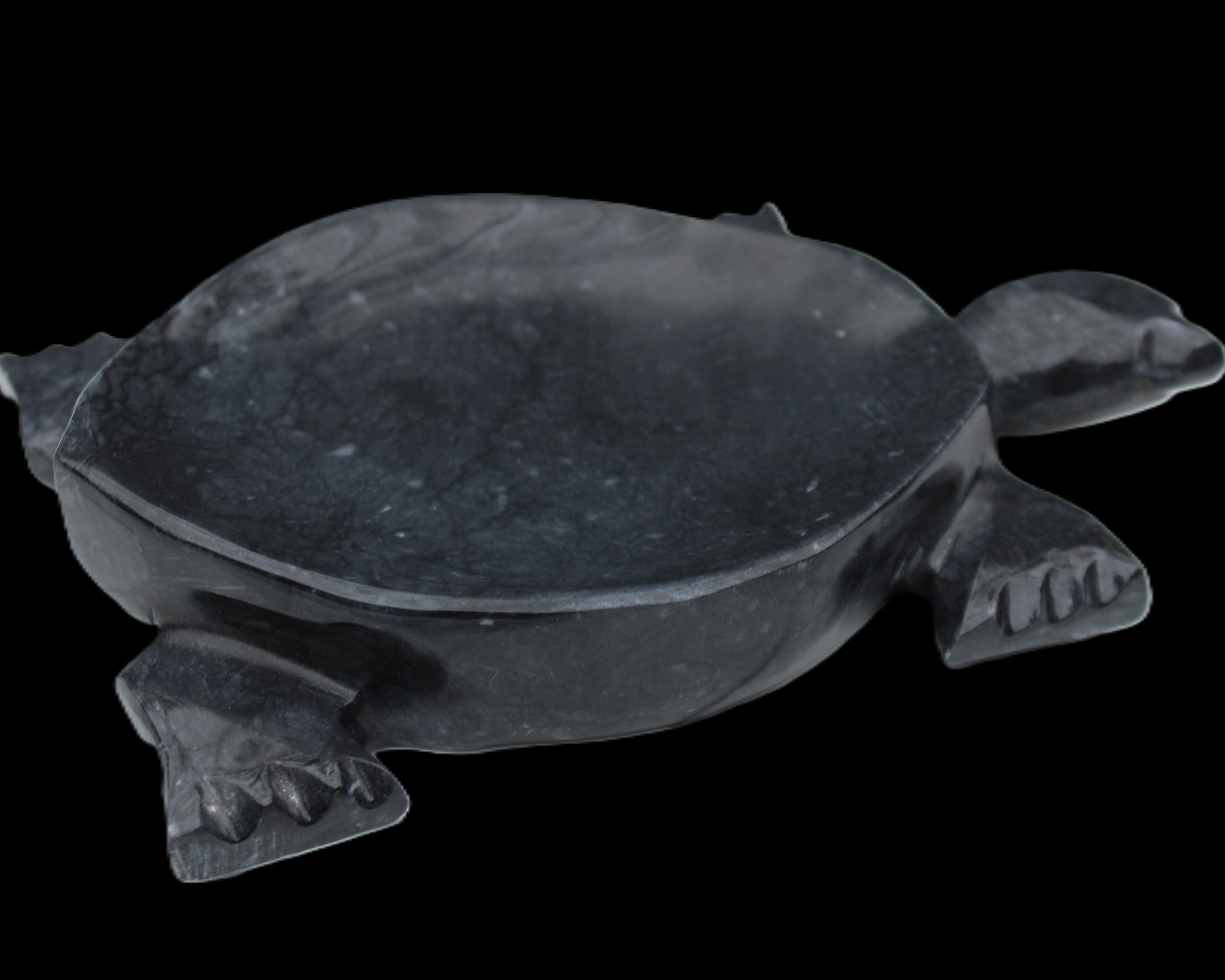 Black Jade hand-carved Turtle platter 155**112*22mm 578g in sunlight - Rocks and Things Store