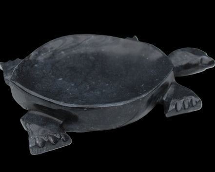 Black Jade hand-carved Turtle platter 155**112*22mm 578g in sunlight - Rocks and Things Store