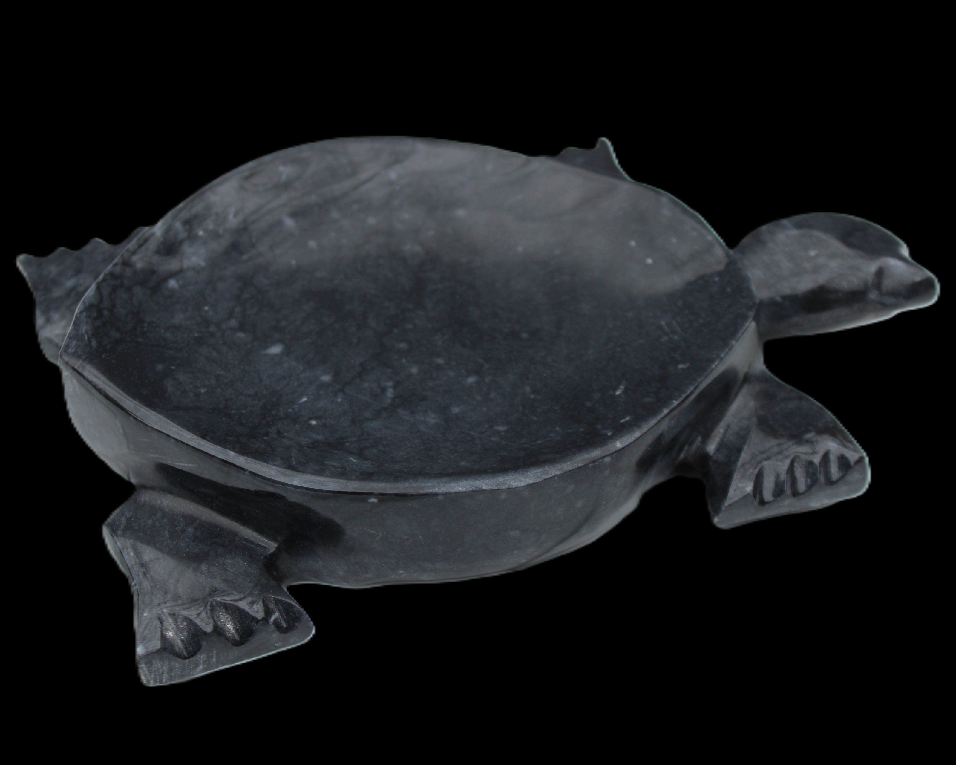 Black Jade hand-carved Turtle platter 155**112*22mm 578g in sunlight - Rocks and Things Store