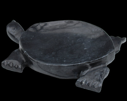 Black Jade hand-carved Turtle platter 155**112*22mm 578g in sunlight - Rocks and Things Store