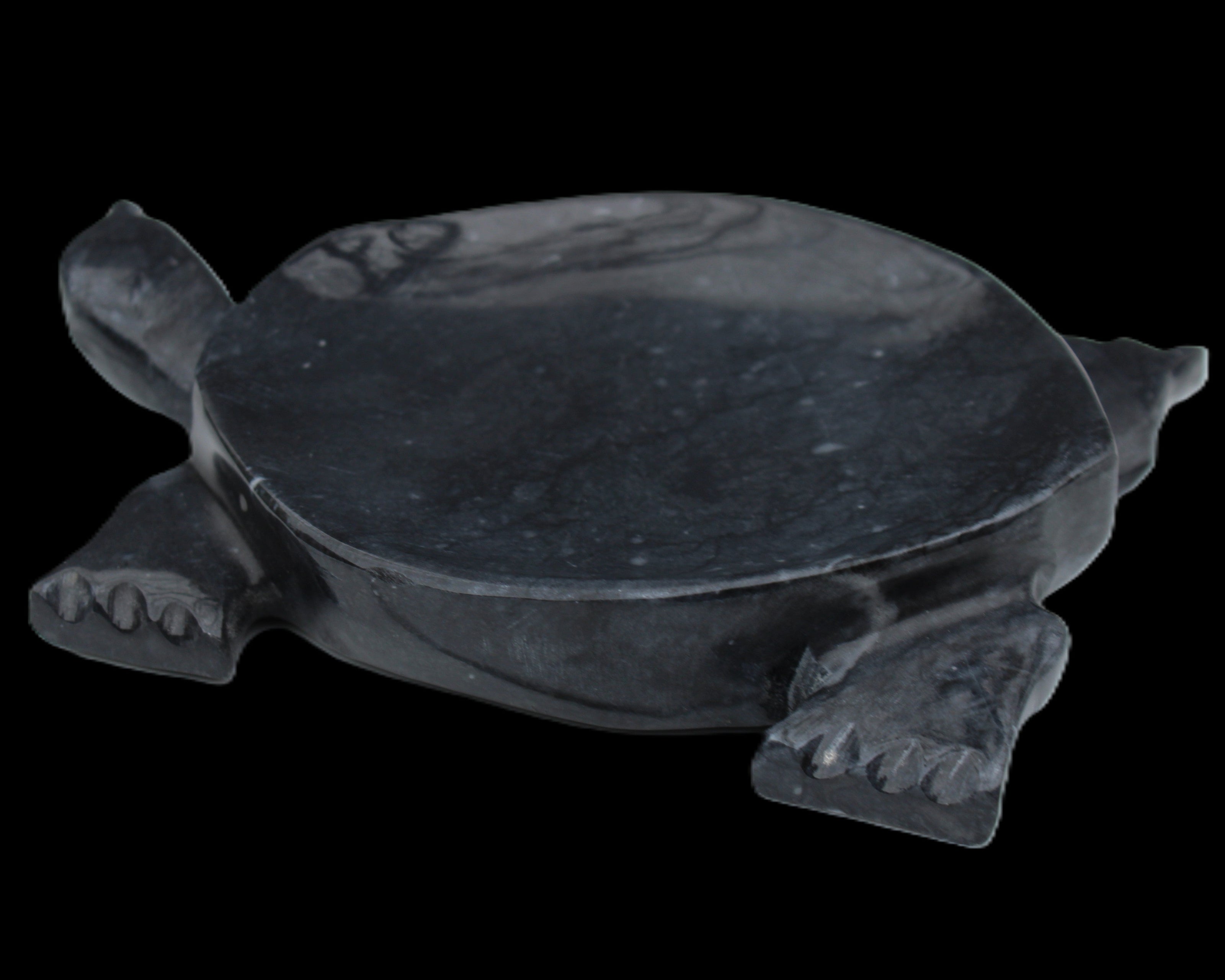 Black Jade hand-carved Turtle platter 155**112*22mm 578g in sunlight - Rocks and Things Store