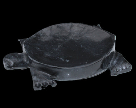 Black Jade hand-carved Turtle platter 156*118*21mm 575g in sunlight - Rocks and Things Store