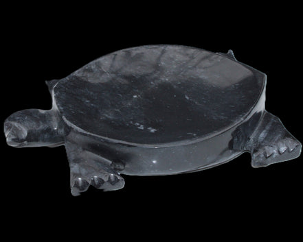 Black Jade hand-carved Turtle platter 156*118*21mm 575g in sunlight - Rocks and Things Store