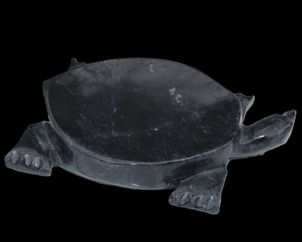 Black Jade hand-carved Turtle platter 156*118*21mm 575g in sunlight - Rocks and Things Store