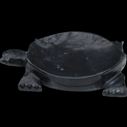Black Jade hand-carved Turtle platter 156*118*21mm 575g in sunlight - Rocks and Things Store