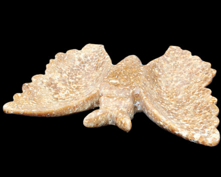 Chocolate Calcite hand-carved Butterfly dual platter 205*30*184mm 1076g in sunlight - Rocks and Things Store
