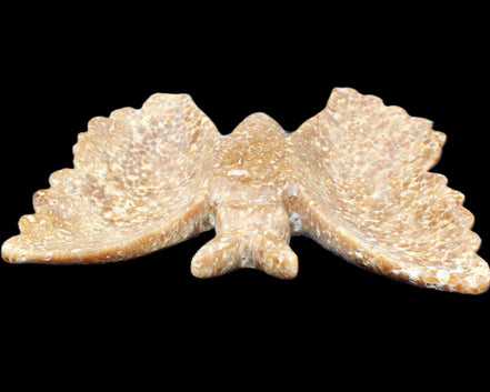 Chocolate Calcite hand-carved Butterfly dual platter 205*30*184mm 1076g in sunlight - Rocks and Things Store