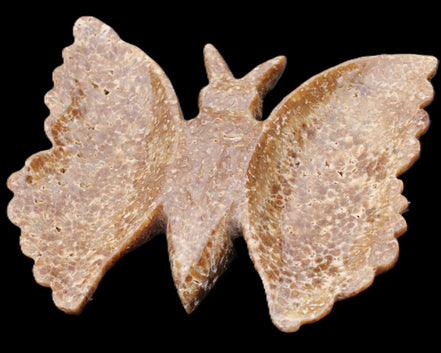 Chocolate Calcite hand-carved Butterfly dual platter 205*30*184mm 1076g in sunlight - Rocks and Things Store