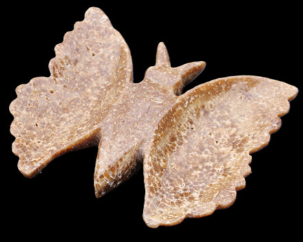Chocolate Calcite hand-carved Butterfly dual platter 205*30*184mm 1076g in sunlight - Rocks and Things Store
