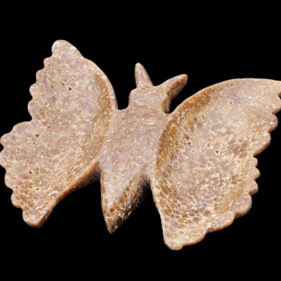 Chocolate Calcite hand-carved Butterfly dual platter 205*30*184mm 1076g in sunlight - Rocks and Things Store