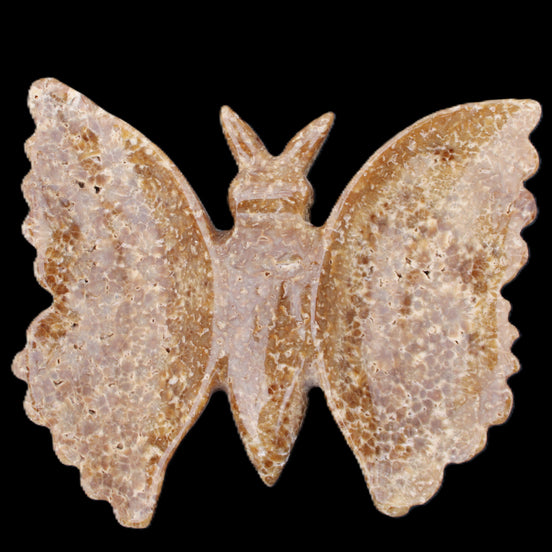 Chocolate Calcite hand-carved Butterfly dual platter 205*30*184mm 1076g in sunlight - Rocks and Things Store