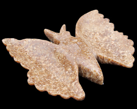Chocolate Calcite hand-carved Butterfly dual platter 205*30*184mm 1076g in sunlight - Rocks and Things Store