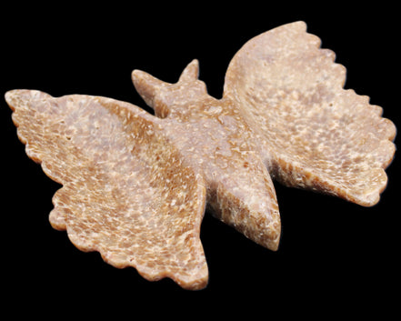 Chocolate Calcite hand-carved Butterfly dual platter 205*30*184mm 1076g in sunlight - Rocks and Things Store