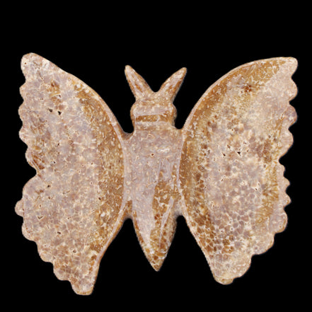 Chocolate Calcite hand-carved Butterfly dual platter 205*30*184mm 1076g in sunlight - Rocks and Things Store