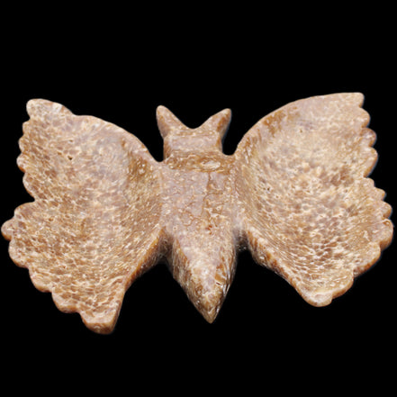 Chocolate Calcite hand-carved Butterfly dual platter 205*30*184mm 1076g in sunlight - Rocks and Things Store