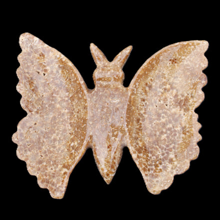 Chocolate Calcite hand-carved Butterfly dual platter 205*30*184mm 1076g in sunlight - Rocks and Things Store
