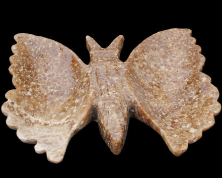 Chocolate Calcite hand-carved Butterfly dual platter 206*30*188mm 1113g in sunlight - Rocks and Things Store