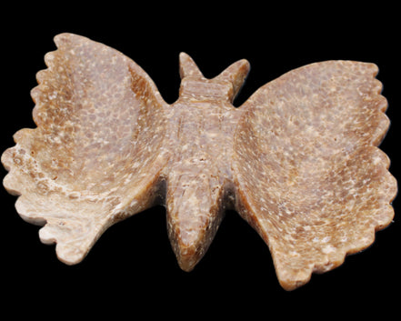 Chocolate Calcite hand-carved Butterfly dual platter 206*30*188mm 1113g in sunlight - Rocks and Things Store