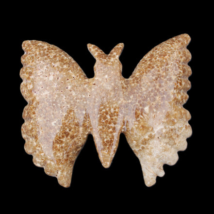 Chocolate Calcite hand-carved Butterfly dual platter 206*30*188mm 1113g in sunlight - Rocks and Things Store