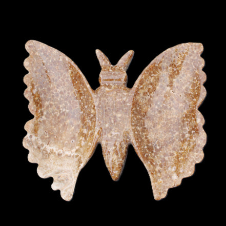 Chocolate Calcite hand-carved Butterfly dual platter 206*30*188mm 1113g in sunlight - Rocks and Things Store