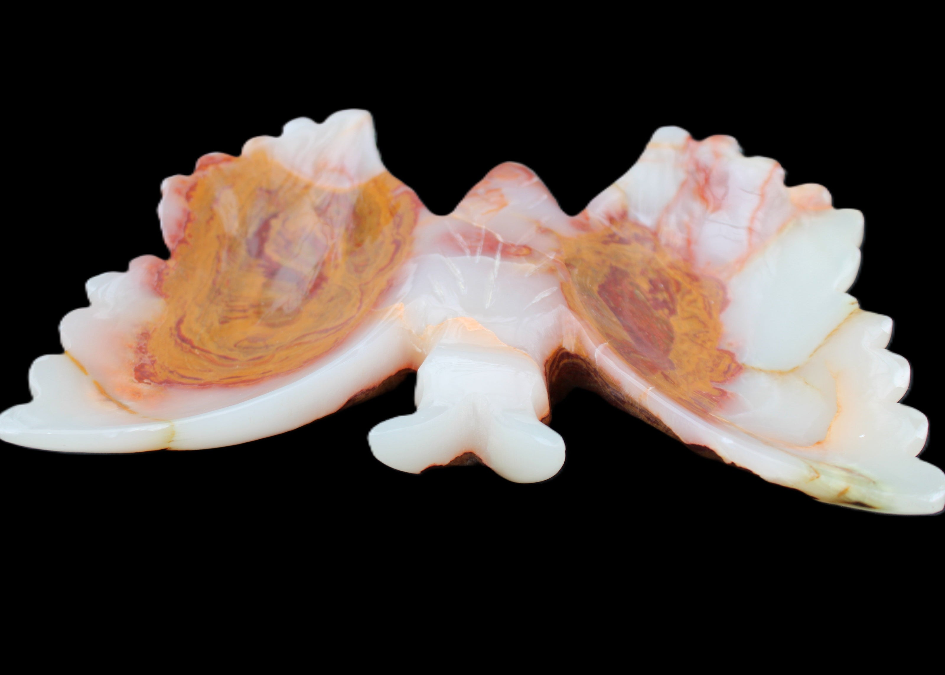 Afghan Jade hand-carved dual platter Butterfly 205*30*184mm 1030g in sunlight - Rocks and Things Store