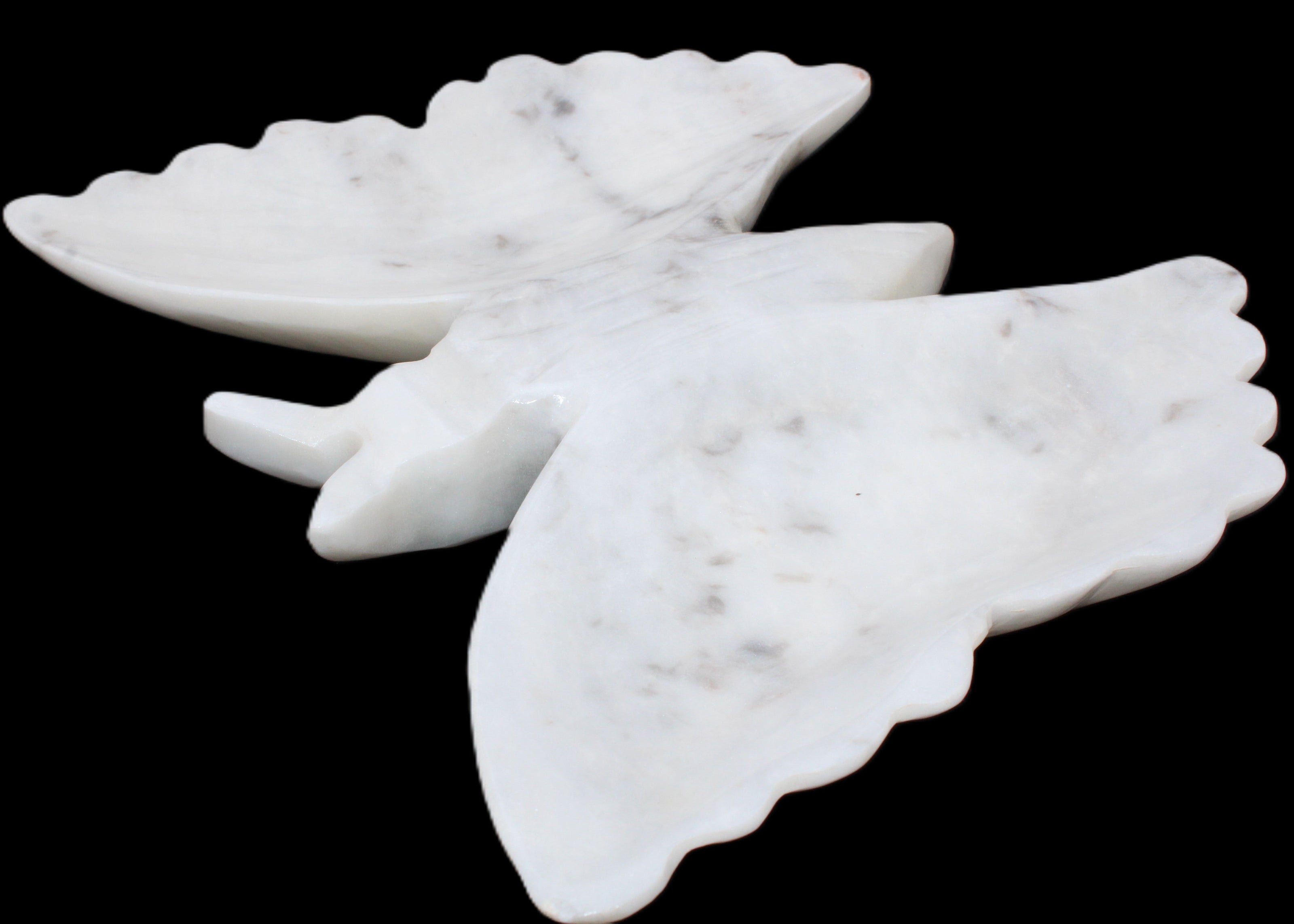 White Jade hand-carved dual platter Butterfly 203*27*185mm 981g in sunlight - Rocks and Things Store